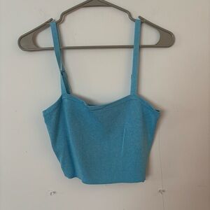 glassons bright teal blue ribbed knit cropped tank top.🩵